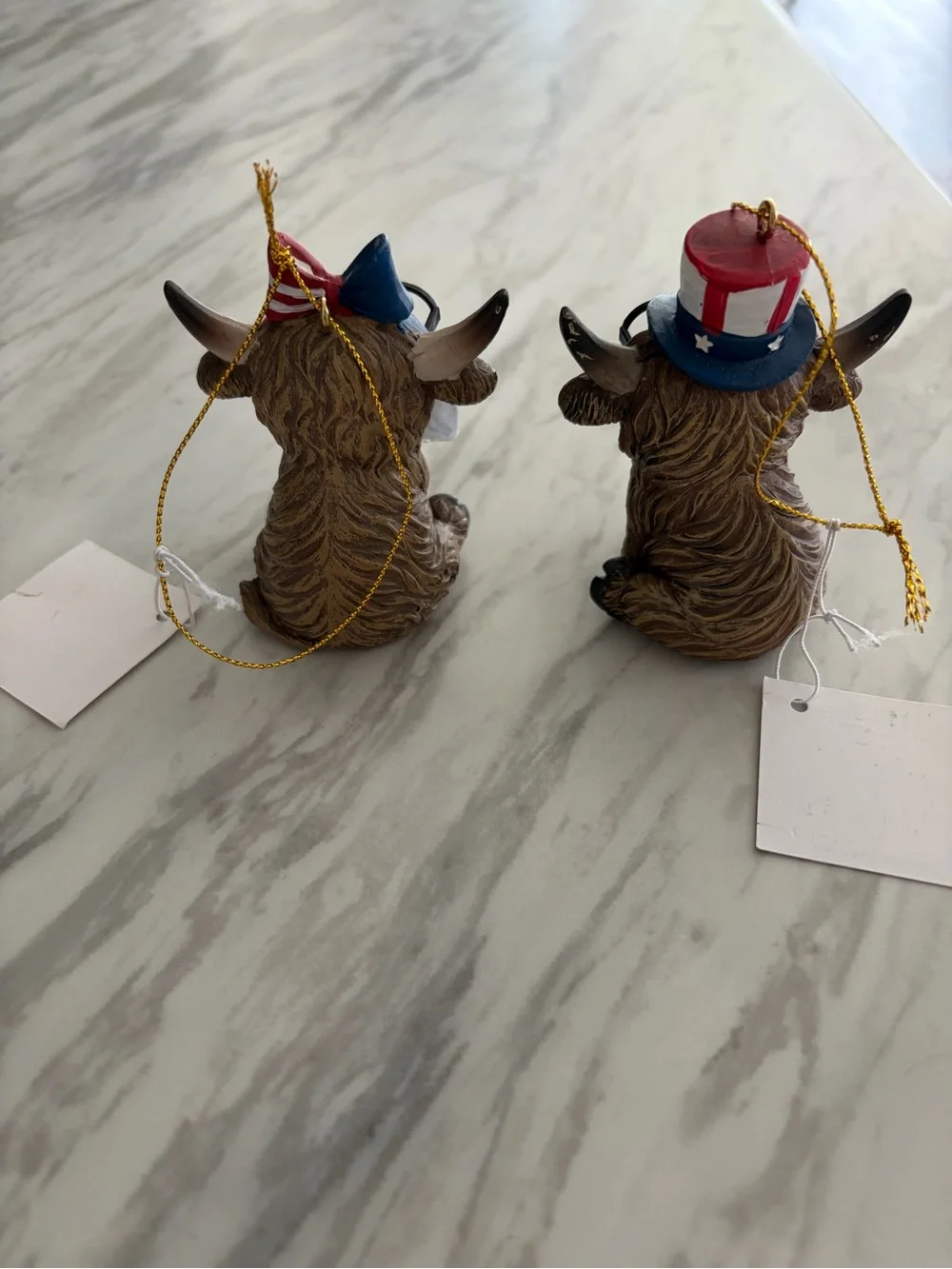Patriotic Highland Cow Ornaments - Red White Blue